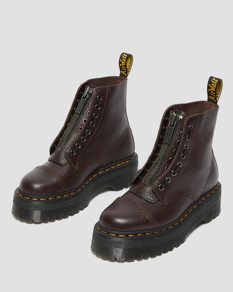 Dr Martens Sinclair Milled Nappa Leren Platform Laarzen Dames Bordeaux | NL 525ILH